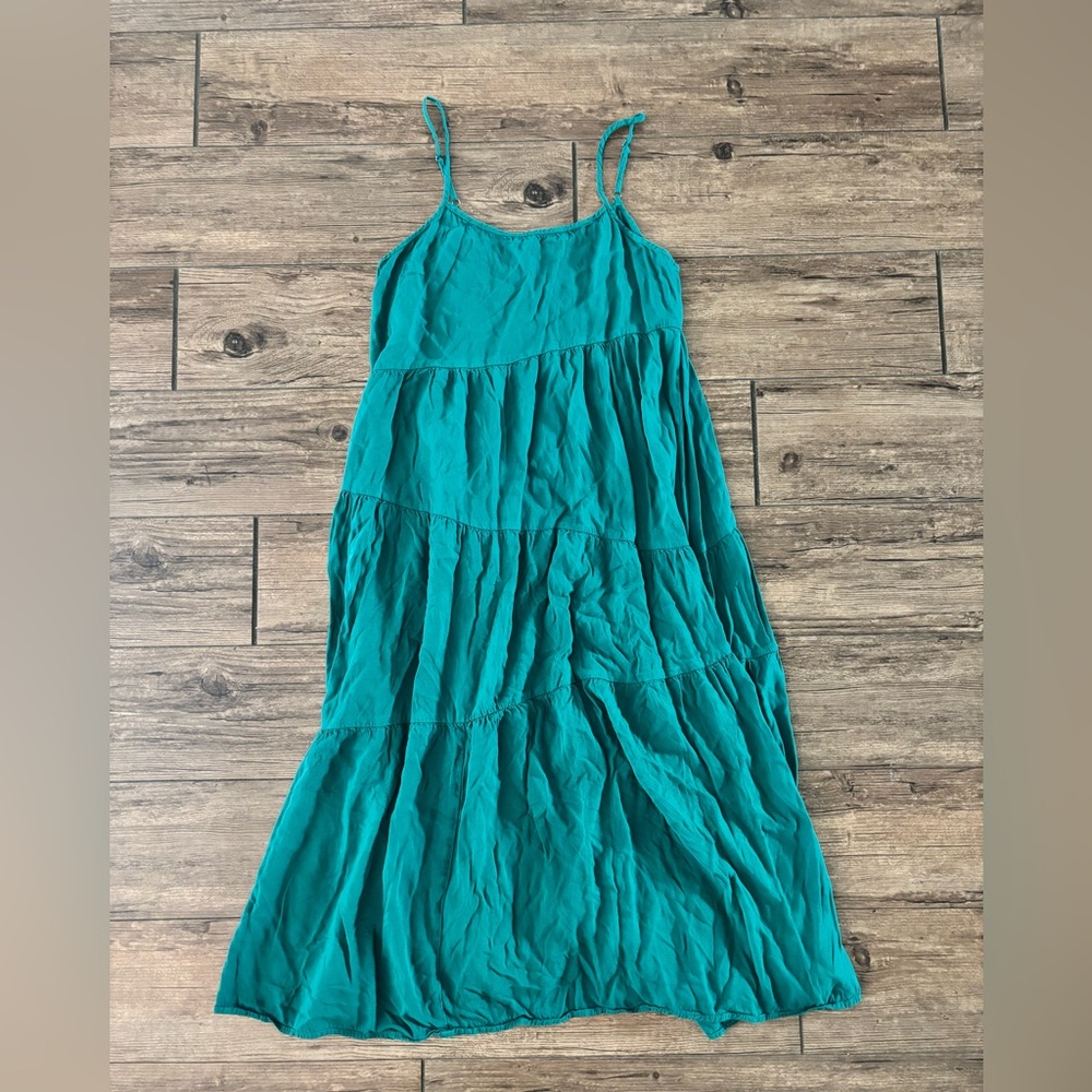 Anrabess tiered dress spaghetti strap S green